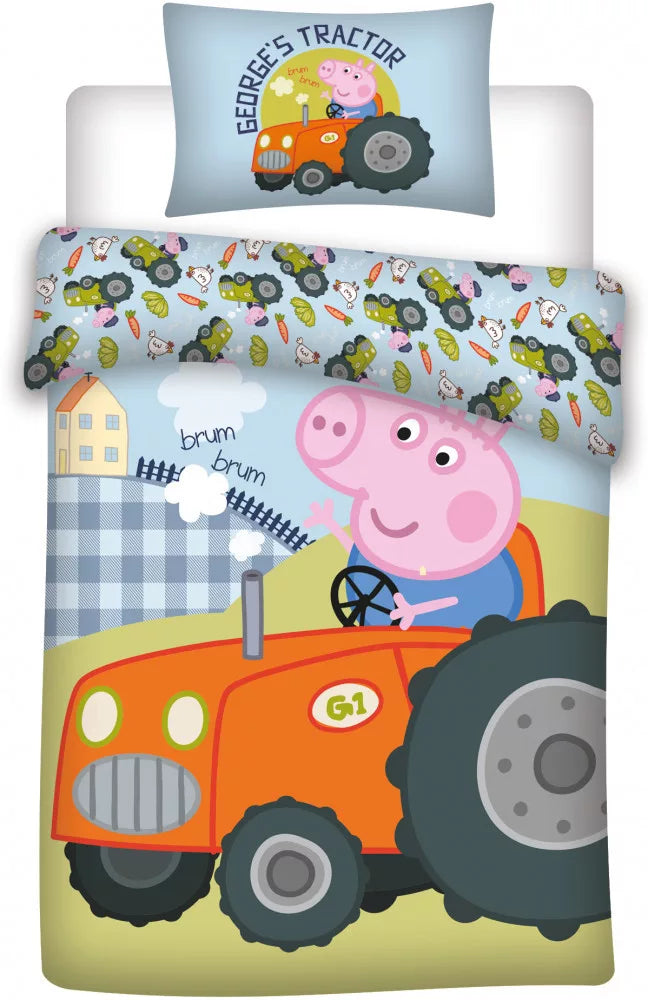 Parure Peppa pig Tracteur 100%Coton 100x135 (Précommande)