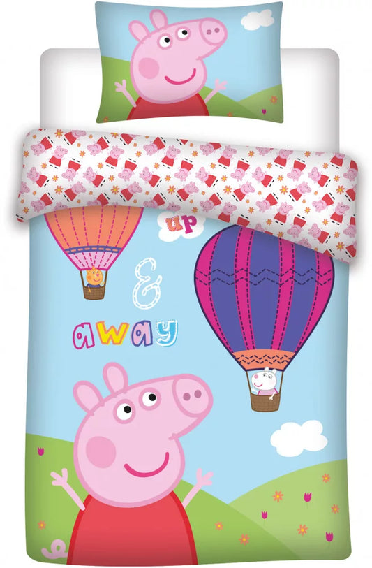 Parure Peppa pig Montgolfiere 100%Coton 100x135 (Précommande)