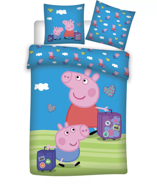 Parure Peppa pig Bleu 100%Coton 100x135 (Précommande)