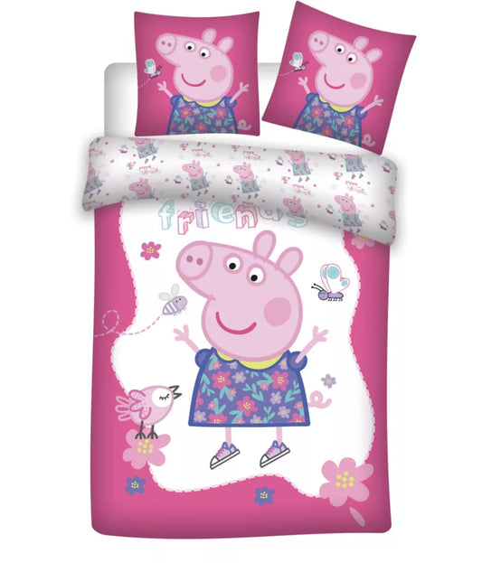 Parure peppa pig Rose 100%Coton 100x135 (Précommande)