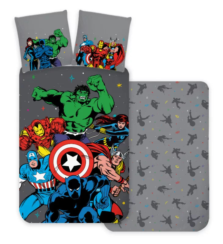 Parure de lit avengers Gris - 100%coton 100x135 (Précommande)